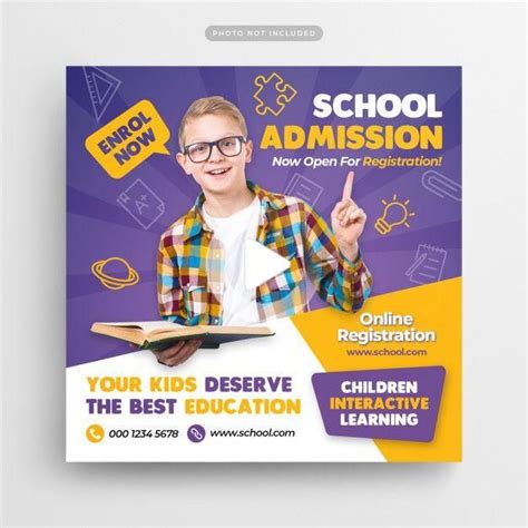 School Education Admission Social Media Banner And Flyer In 2020 Kids