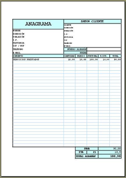 El Aula Ofimática Modelo De Albarán En Excel