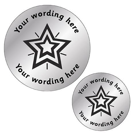 Customised Silver Star Stickers Metallic Pupil Reward