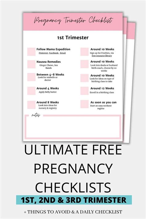 Free Printable Checklists For Every Trimester Of Pregnancy Daily
