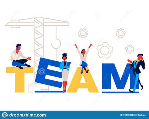 Team Flat Design Style Colorful Illustration On White Background With