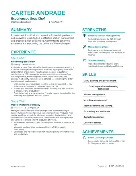 5 Sous Chef Resume Examples And Guide For 2024