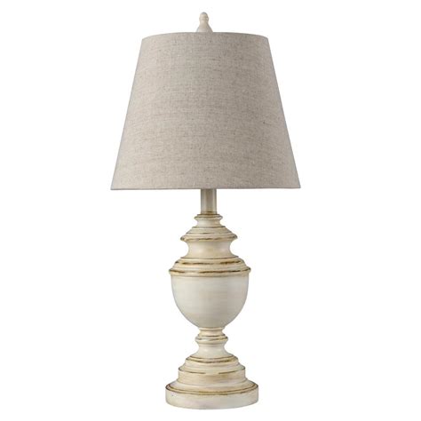 Enduringly sophisticated, this table lamp has a classic body with a gray distressed finish. StyleCraft 24 in. Distressed Cream Table Lamp with Light ...