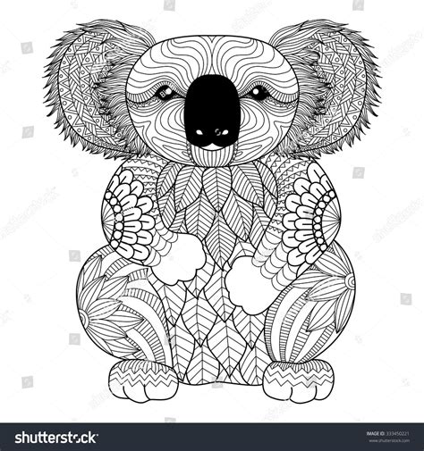 Drawing Zentangle Koala For Coloring Page Shirt Design Effect Logo