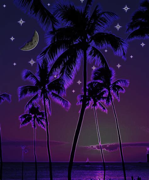 720p Free Download Neon Palms Beach Island Sunset Tropical Hd