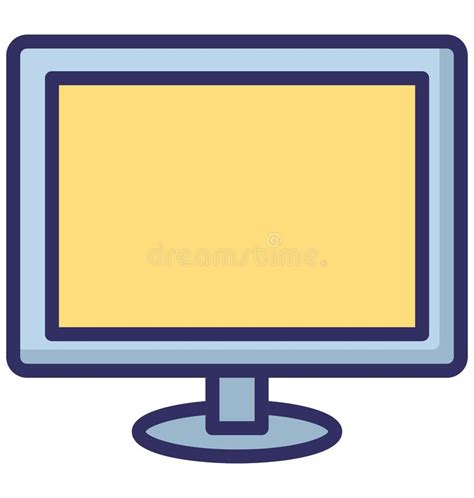Computer Monitor Flat Screen Isolated Vector Icon Which Can Be Easily