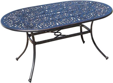 Cast Aluminium Metal Oval Garden Table Rust Free Weather Resistant