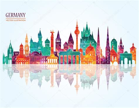 Germany Famous Landmarks Skyline Stock Vector Image By