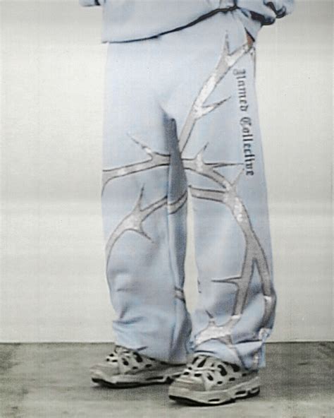 Thorn Rhinestone Sweatpants Iced Blue Named Collective