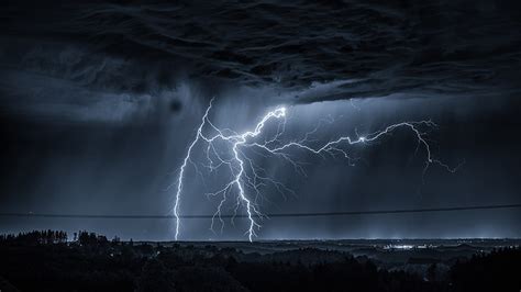 Hd Wallpaper Lightning Thunder Thunderstorm Cloud Landscape Night