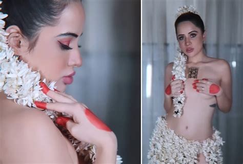 Urfi Javed Poses Topless In Hot Barely There Video Dons Jasmine Flower