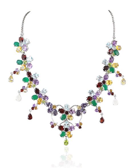 Rainbow Multi Color Gemstones Necklace Huong S Jewellery