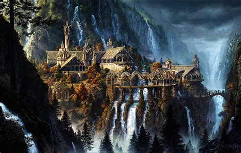 Wallpaper Nature Mountains The City Waterfall The Lord Of The Rings