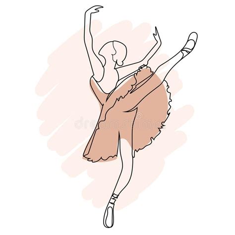 Single Line Drawing Ballerina In Ballet Motion Dance Vector
