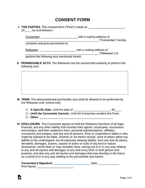 Free Printable Consent Forms Printable Templates