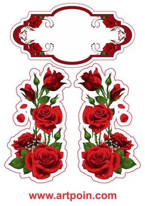 Flores Rosas Vermelhas Topo De Bolo Aniversário Png