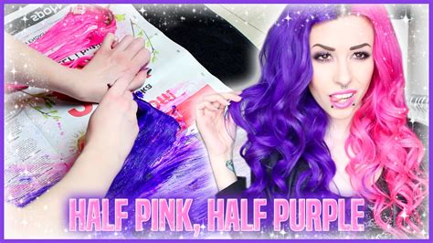 Tutorial Split Dye Extensions Half Purple Half Pink Youtube
