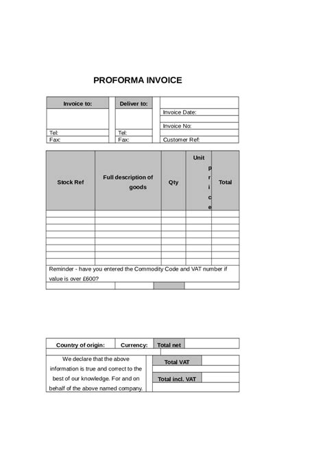 Free Proforma Invoice Template Word Edit Fill Sign Intended For
