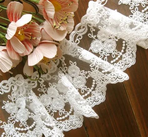 off white lace trim with triple roses cotton embroidered trim lace in lace from home and garden