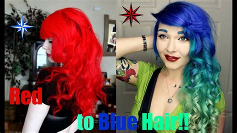 Red to Blue hair! In one day, ahhh! - YouTube