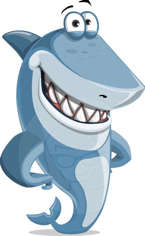 Smiling Shark Cartoon Illustration Vector Character