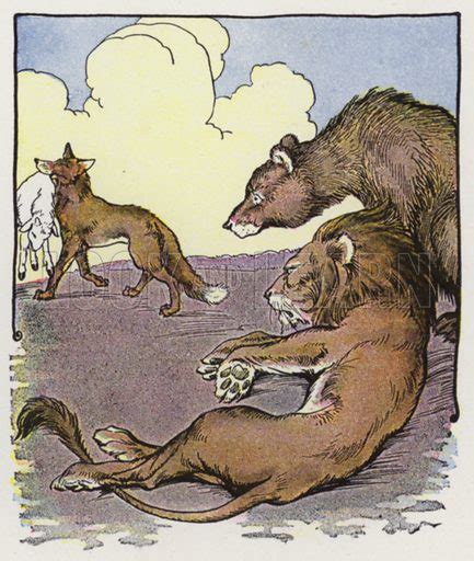 Aesops Fables The Lion The Bear And The Fox Stock Image Look And