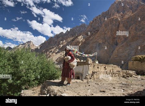 Old Woman In The Village Of Sumdah Chenmo On The Lamayuru Chilling Trek