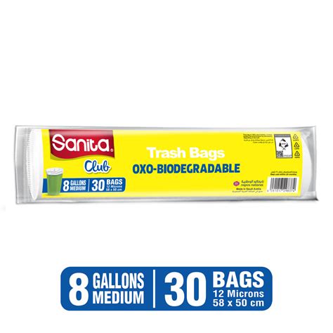 Sanita Club Trash Bags Biodegradable 8 Gallons Size 58 X 50cm 30pcs