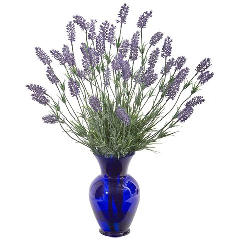 21” Lavender Artificial Plant In Blue Vase Nearly Natural