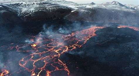 Stranded Striking Aerial Footage Flies Over Icelands Fagradalsfjall Volcano As It Erupts The