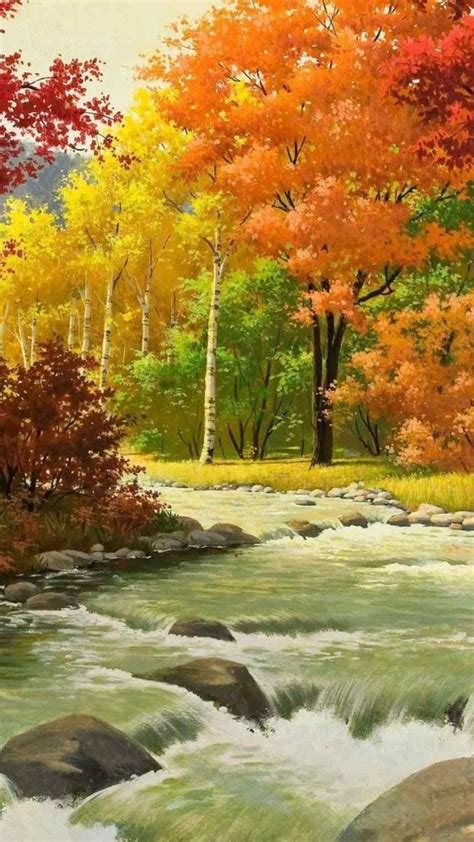 Fall Landscape Acrylic Paintings Easy Autumn Landscape Landscape