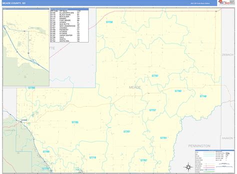 Meade County, SD Zip Code Wall Map Basic Style by MarketMAPS