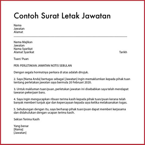 Contoh Surat Berhenti Kerja Yang Mudah Dan Lengkap Riset