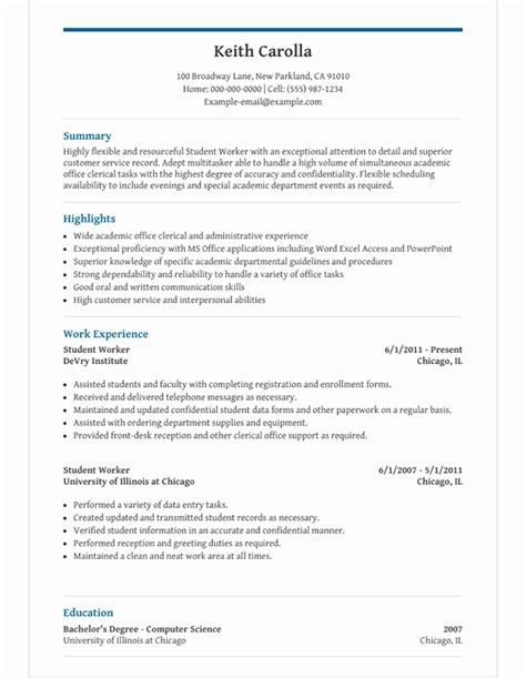 High School Student Resume Template For Microsoft Word Livecareer