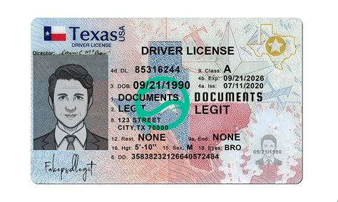 Texas Drivers License Template Blank