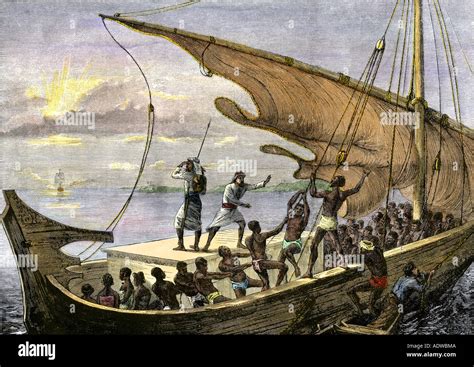 African Slaveship Hoisting Sail After Sighting An English Ship
