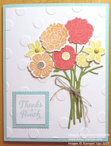 Flowery Thank You Card With Beautiful Bouquet Stamping