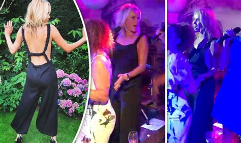amanda holden wiggles pert bottom and flashes sideboob as she goes braless in karaoke clip