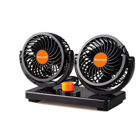 Mitchell Hot Selling Auto Oscillating 24v Vehicle Fan 360 Dual Low Noise Fan 4 Inch Truck