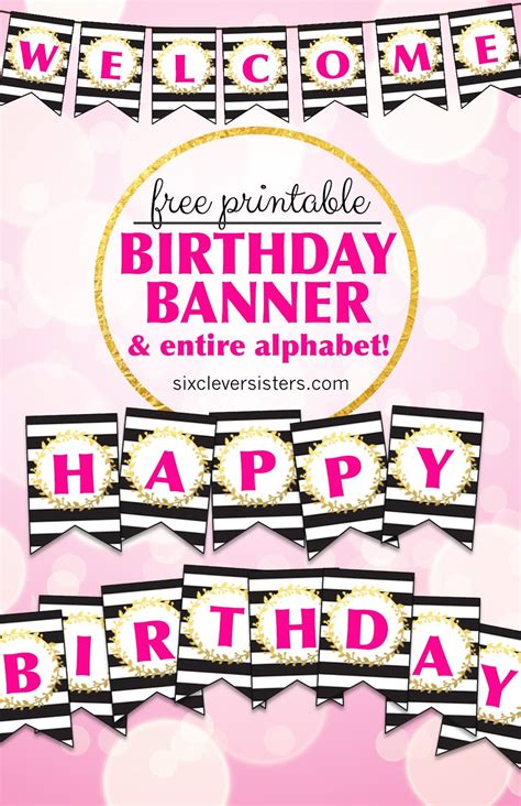 Free printable custom happy birthday banner diy is perfect so you can make a personalized happy birthday banner. Free_Printable_Happy_Birthday_Banner_01 - Six Clever Sisters