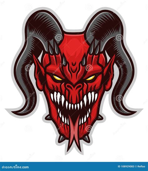 Red Scary Demon Head Stock Vector Illustration Of White 108929083