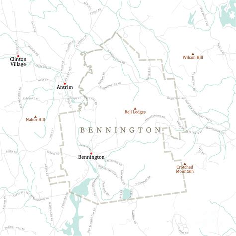 Nh Hillsborough Bennington Vector Road Map Digital Art By Frank