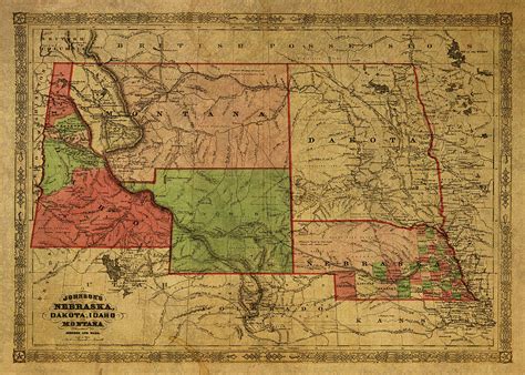 Vintage Map Of Western States Usa 1866 Mixed Media By Design Turnpike