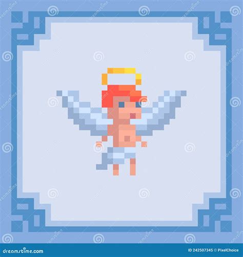 Angel Pixel Art Angel Cupid Cross Stitch Vector Illustration