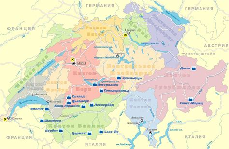 Карта Швейцарии подробная на русском языке — ТуристерРу