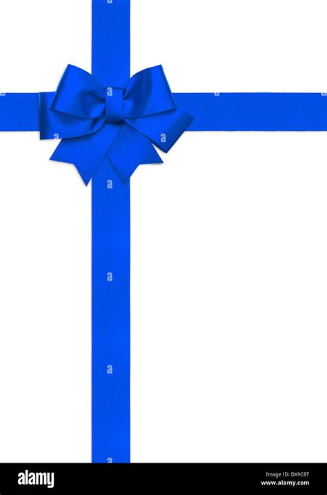 Blue Ribbon Bow Isolated On White Background T Card Concept