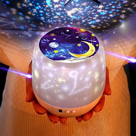 Rotation LED Night Light Ceiling Projector Kids Star Sky Moon Baby