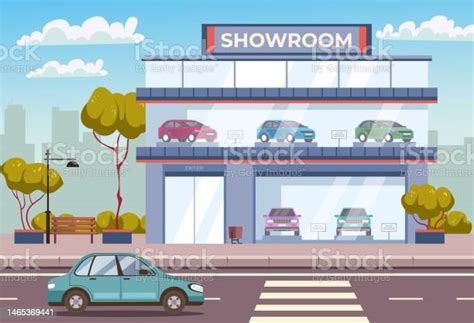 Car Showroom Dealership Shop Center Store Auto Rental Dealer Concept