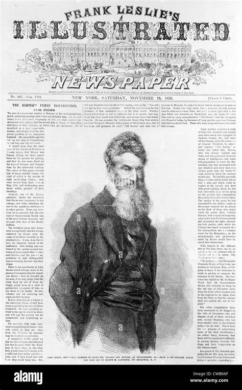 John Brown Front Page Of Frank Leslies Illustrated Newspaper With
