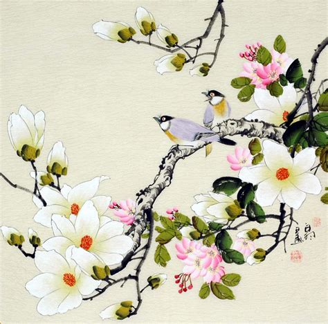 Birds And Magnolia Chinese Painting Flowers Flower Painting